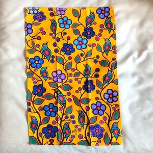 Cotton Kitchen Towel Woodland Style Birds & Flowers Design by Jim Oskineegish